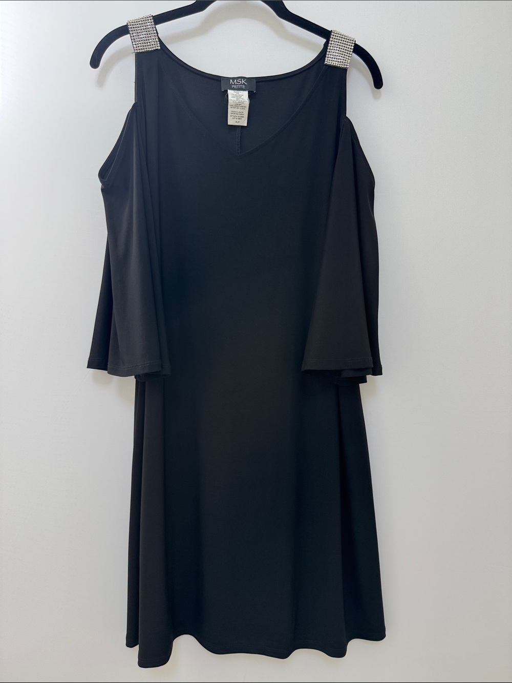 MSK Black Cold Shoulder Dress With Rhinestones